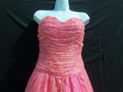 CASSANDRA STONE SZ 6 STRAPLESS PINK/PEACH BALL GOWN  