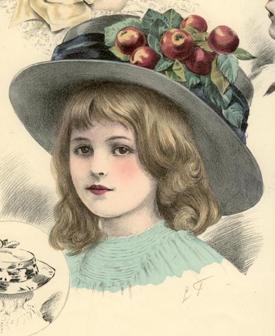 MODISTE UNIVERSELLE Oct,1908  HATS Chapeau enfant garni  