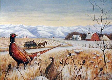 RURAL DELIVERY S/N Pheasant print By LES KOUBA  