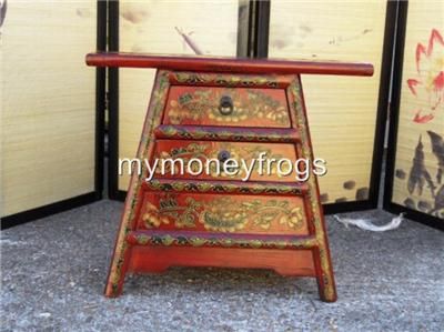 This is a beautiful Chinese hand painted red lacquer money stool with 