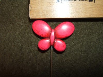 Carved Man made Stone Butterfly Hat pin with Solder end ~more pics 