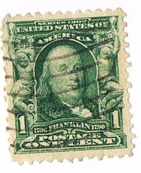 1902 Franklin 1 Cent Stamp Scott #300 Used  