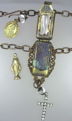 Antique FRENCH Miraculous MARY POCKET Shrine Necklace  