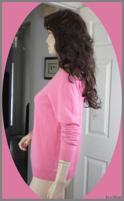  NWT New 100% Cashmere Pink V Neck Sweater M  