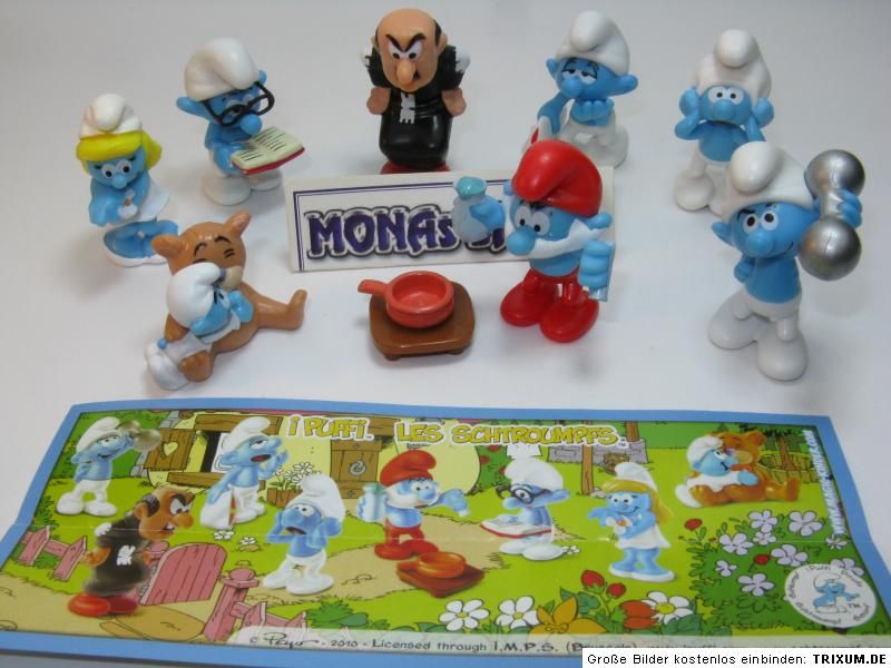 KINDER SURPRISE 2010 SMURFS FRANCE SCHTROUMPS PUFFI + 8 BPZ COMPLETE 