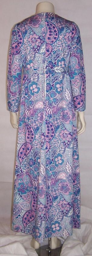 Vintage 1970s Maxi Dress Long Sleeves Cotton   S  