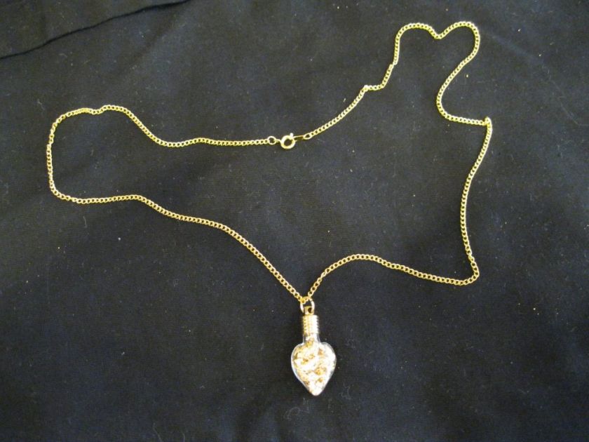 Gold Plated Chain with Heart Shaped Glass Pendant Filled with 