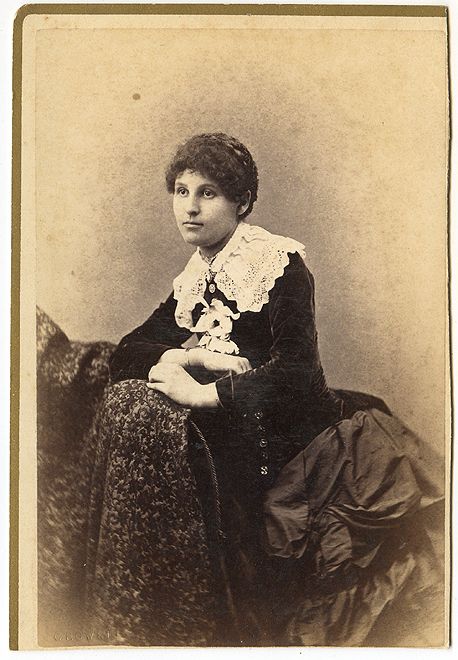 Cab Card of Lady in Velvet Jacket, Dress w Large Bustle  