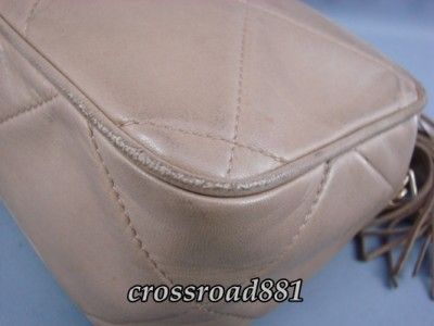 Authentic Chanel Beige Lamb Skin Leather Shoulder / Messenger Style 