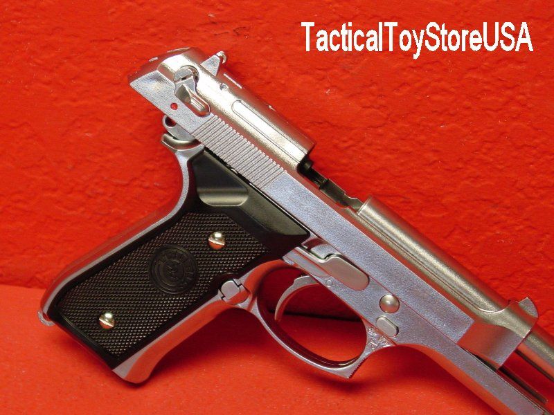   CHROMED TAURUS PT92 Blow Back Polymer METAL MAG Open Breech gbb 407fps