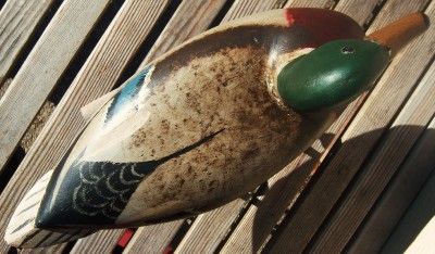 c1920 Vintage Illinois River Hollow Drake Mallard Wood Duck Decoy 