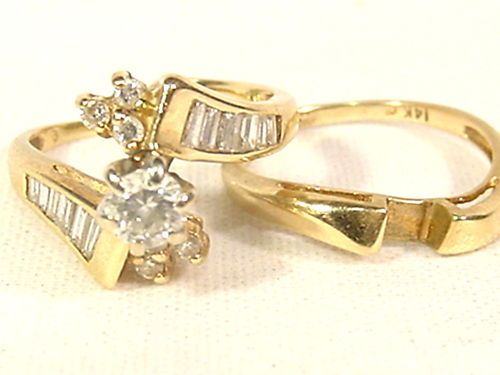 75cts 2pc Solitaire Diamond Wedding set ring 14K Gold  