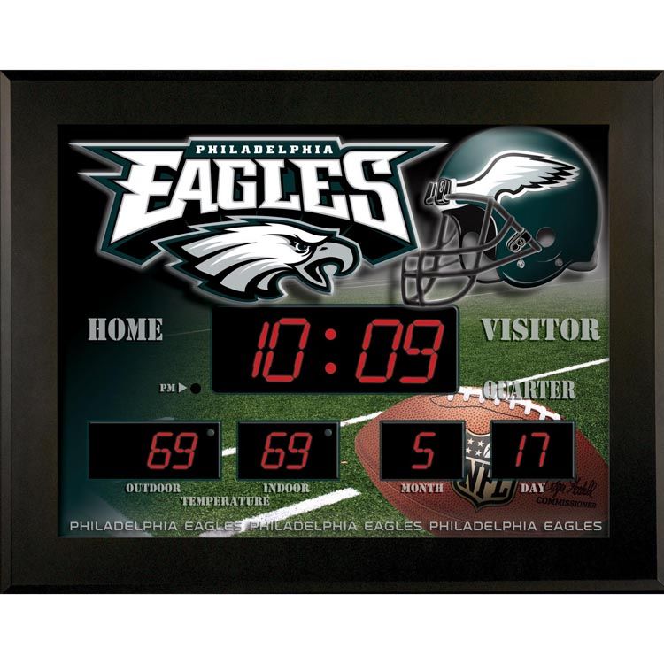 Philadelphia Eagles NFL Outdoor Illuminated Atomic Wall Clock With