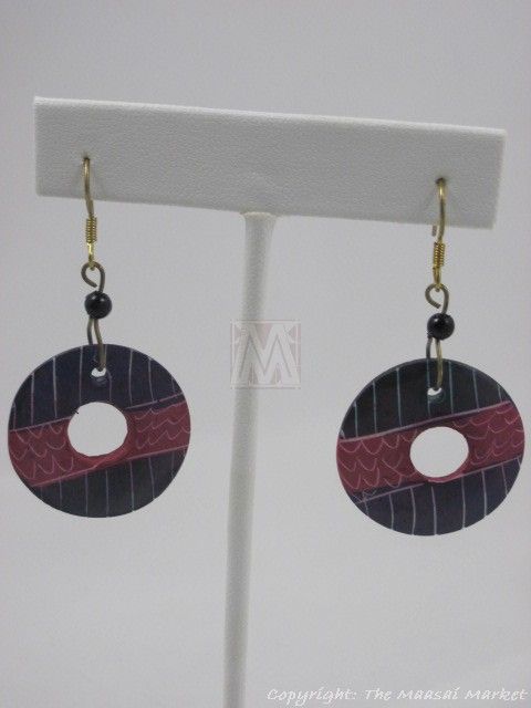 African Jewelry Maasai Soapstone Earrings Kenya Handmade #298  