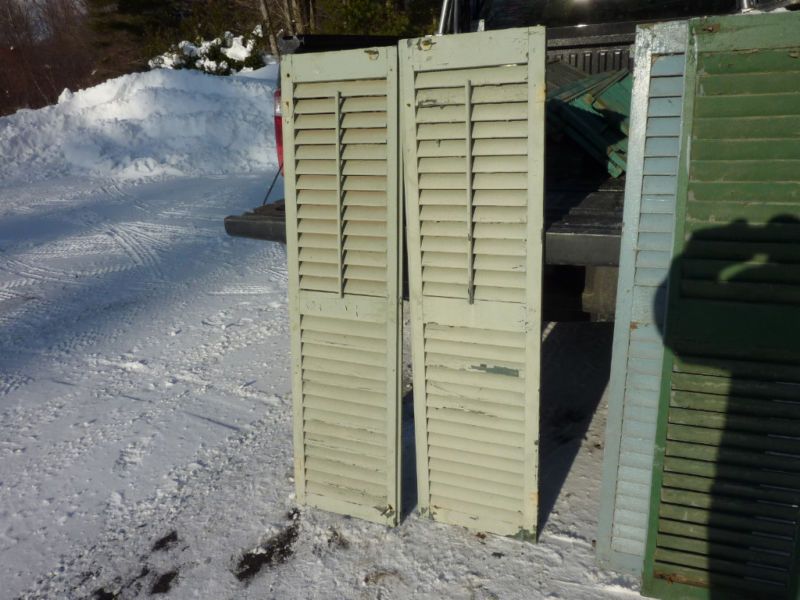 antique PR victorian louver shutters GREEN 54.5 x 14  