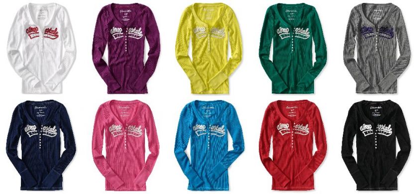 Aeropostale womens long sleeve thermal henley shirt   Style # 5509 