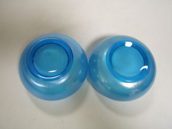 Carnival Glass Celeste Blue 2 small Bowls Fenton  