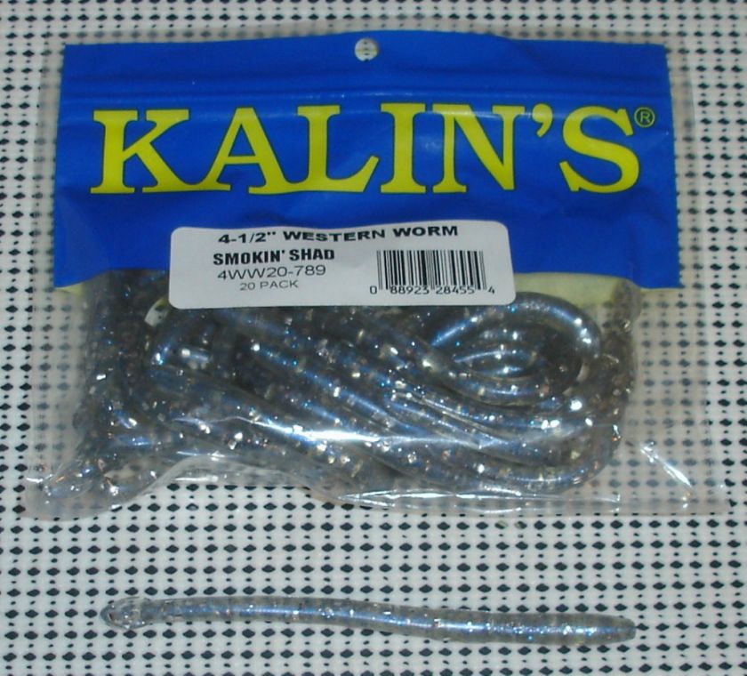 Kalins 4 1/2 Western Weenie Worm   Smokin Shad  