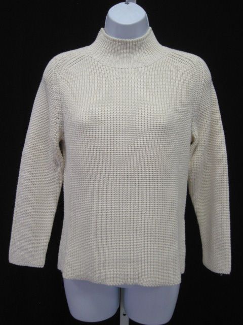 IRKA Beige Silk Knit Turtleneck Sweater Sz M  