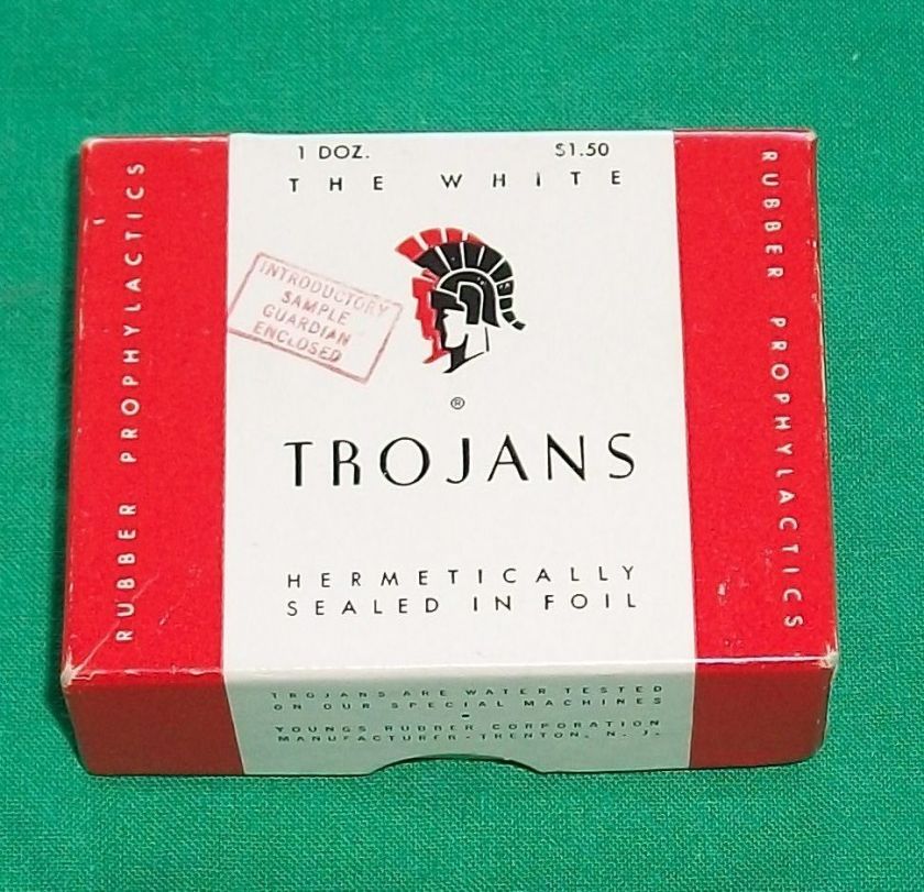 1954 TROJAN PAPER BOX PROPHYLACTIC RUBBER CASE CONDOM  