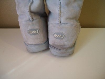 W6 /M7 EMU BABY BLUE TALL WINTER BOOTS WOMEN MEN USED  