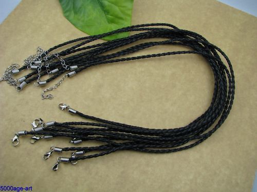 10pcs Simulated Leather Black Braided Rope necklace Rop  