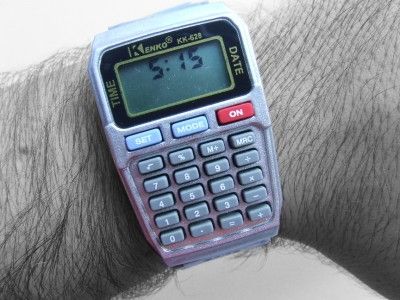 Retro Silver Calculator Watch Mens Vintage Geek Chic  