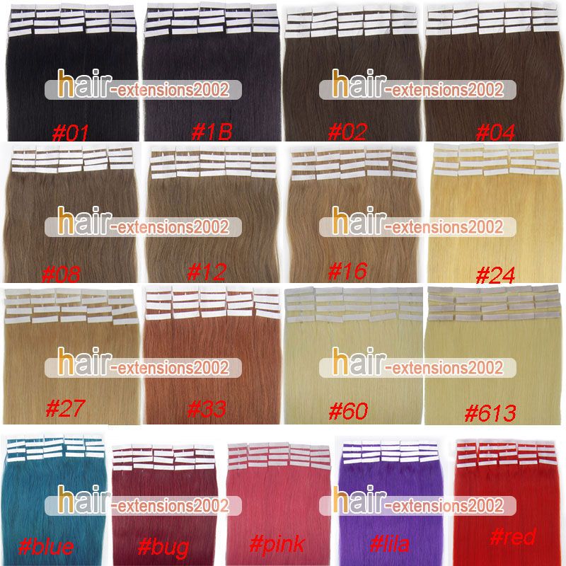 20pcs Tape hair Extension in 5 Lengths Multiply colors  