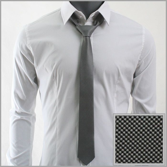 MENS TIES CLASSIC JACQUARD WOVEN BLACK &WHITE NECKTIE  