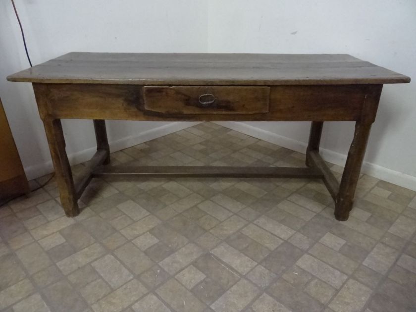 early antique primitive farm table work desk console  