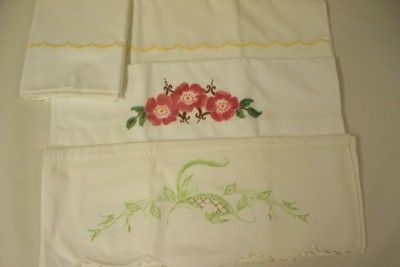 Lot of 4 vintage pillowcases   Liquid embroidery & embroidery  