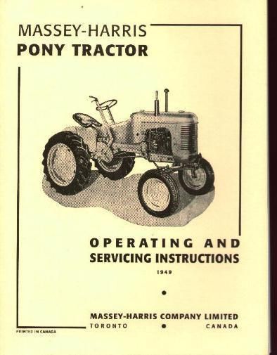 MASSEY HARRIS PONY TRACTOR OPERATORS SERVICE MANUAL  