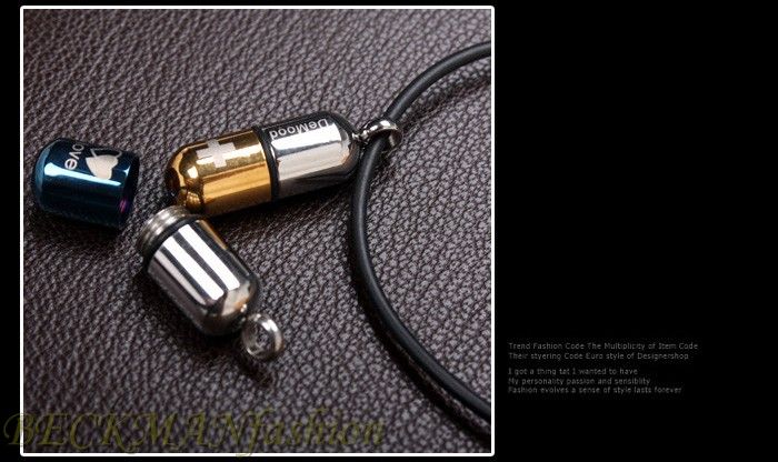New Stylish Capsule Pill Design Titanium Steel Necklace  
