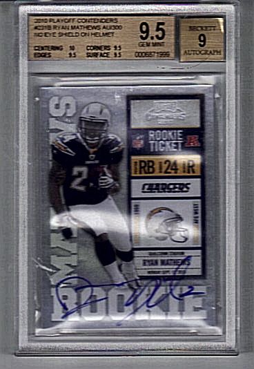 RYAN MATHEWS RC AUTO 2010 CONTENDERS ONCARD AUTO SP/300 BGS 9.5 GEM 