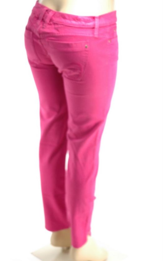   Frankie B Pink Pencil Leg Twill Zipper Ankles Jeans RN#103390  