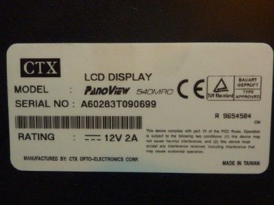 CTX Panoview 10 LCD Touchscreen 540MRO #33228  