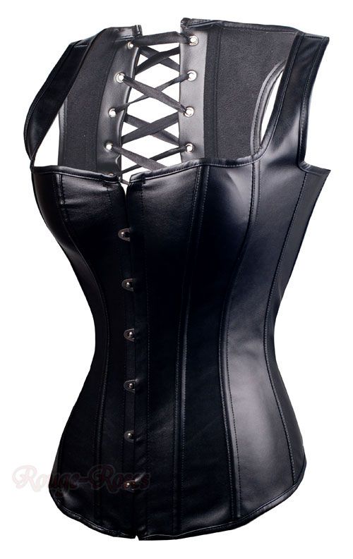   Bonded Leather CORSET Bustier S 6XL Clubwear Vest Style g2628_k  