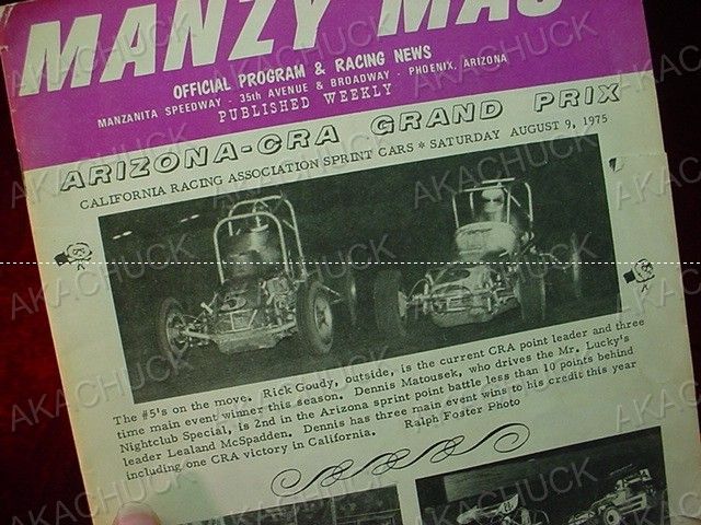 1975 Manzanita Speedway RACE PROGRAM Phoenix AZ  