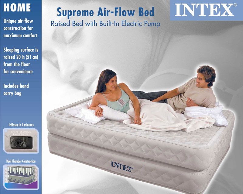 Supreme Air Flow Intex Air Mattress with Air Bed Pump 66961E Queen 