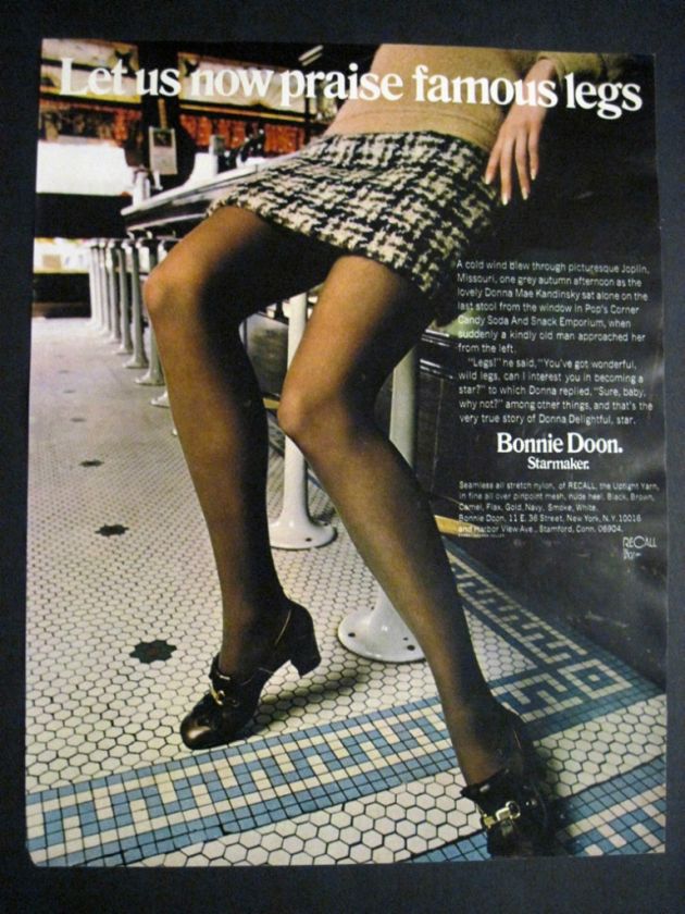 1969 Vintage Bonnie Doon Nylons Pantyhose Legs 60s Ad  