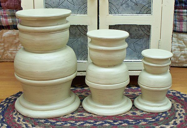 PRIMITIVE RESIN PEDESTALS, SET OF 3, CREAM FINISH  