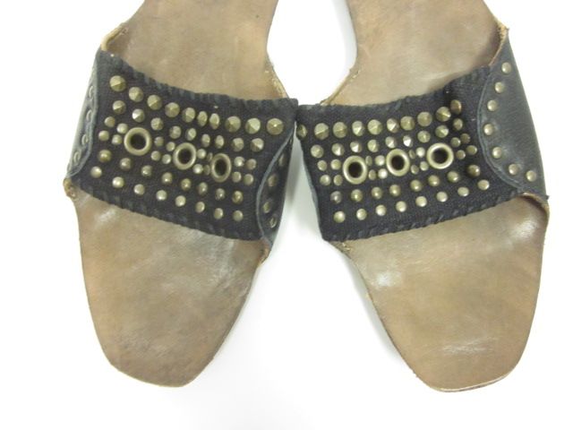 REPORT Black Canvas Grommet Stud Zerav Sandals Size 8  