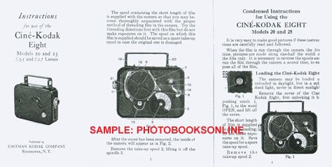 Kodak Cine Kodak Eight Models 20 & 25 Instruction Man  