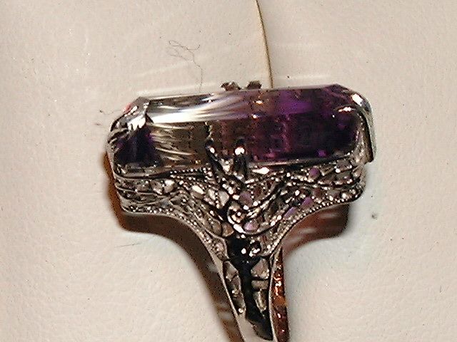 AMETRINE FILIGREE RING 14K white gold 1920  