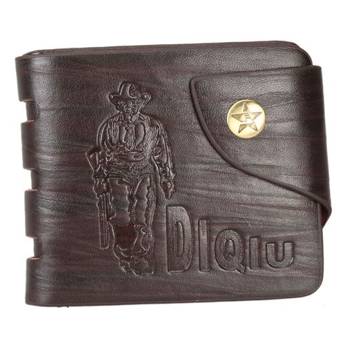 Mens Bifold Wallet Purse ID Card Holder PU Leather Dark Coffee  