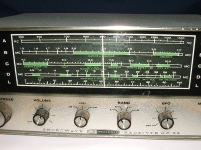   TUBE HEATHKIT GR   64 RADIO RECEIVER SHORT WAVE HAM SW CW READ  