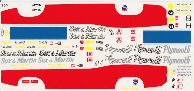 Sox & Martin Plymouth Barrcuda NHRA Drag Decals 263  