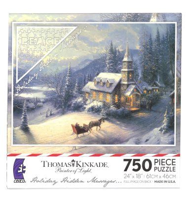 Thomas Kinkade Christmas Evening Sleigh Ride 750pc Hidden Message 