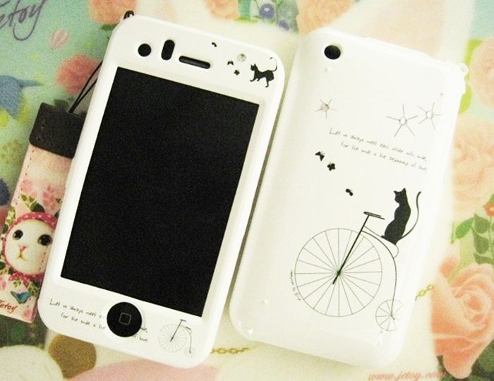 APPLE IPHONE 3G/3GS Hard Plastic Case Cover BIKE & CAT  