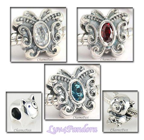 925 Sterling Silver European Bead Charm Animals Set 4  